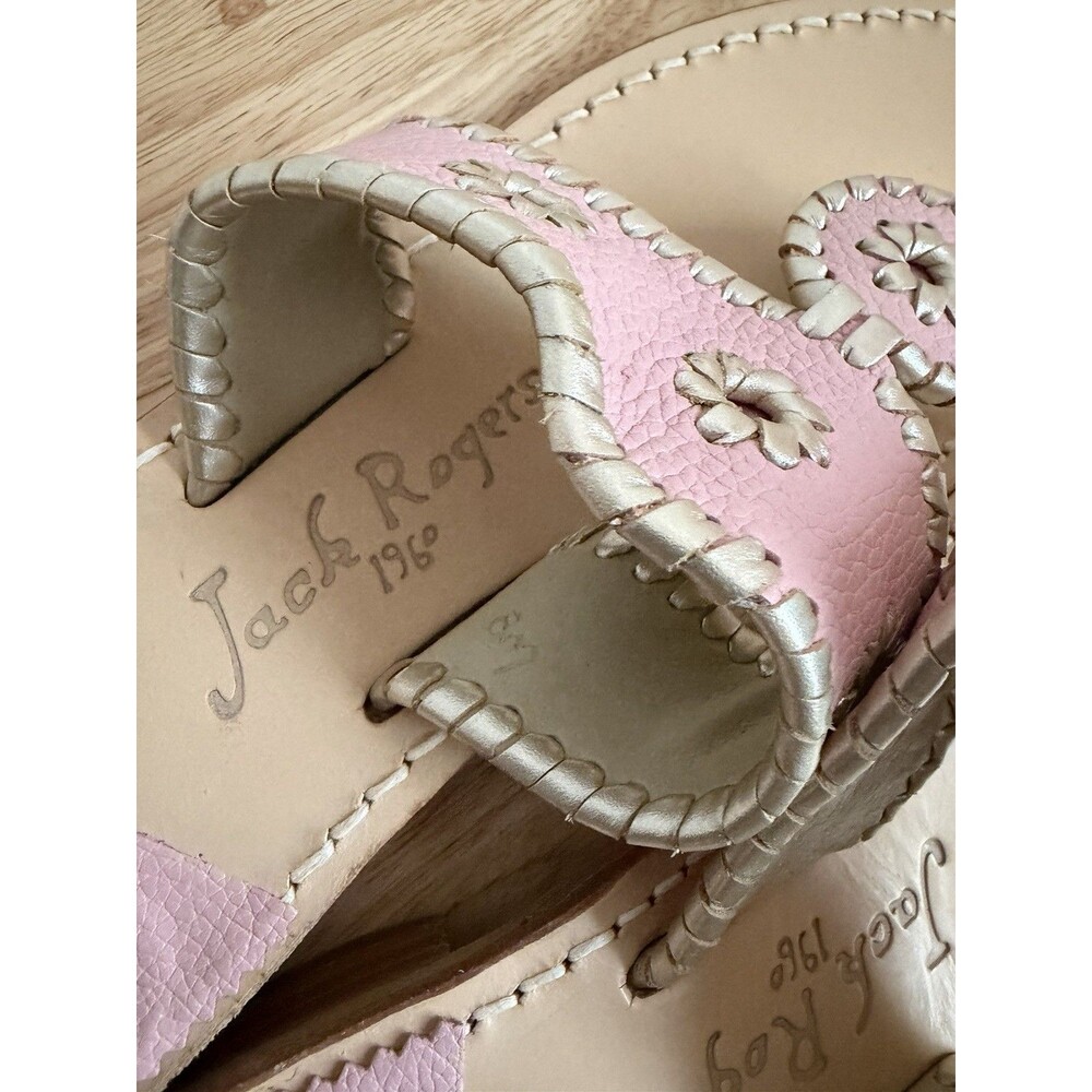 JACK ROGERS Pretty in Pink Metallic Sandals Since 1960 Leather Upper Size 8 M - Picture 7 of 9